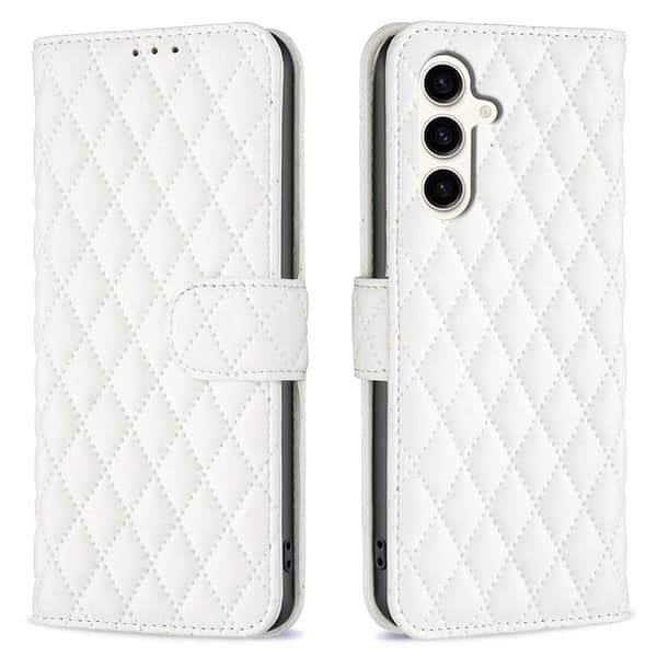 Rhombus mat Samsung Galaxy S24 FE flip etui - Hvid White