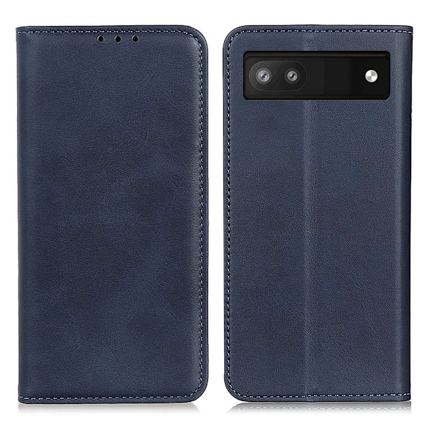 Äkta läder Google Pixel 6a fodral - Blå Blå