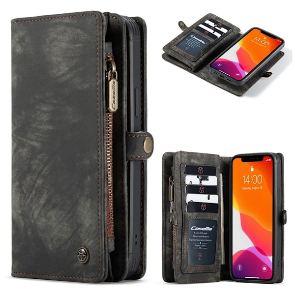 CaseMe iPhone 12 Mini etui med lynlås & pung - Sort Black