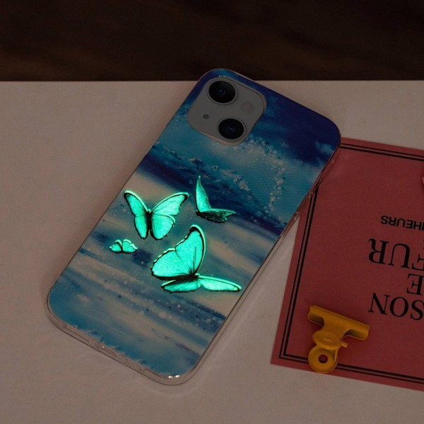 Deco iPhone 14 Suojakotelo - Two Butterflies Blue