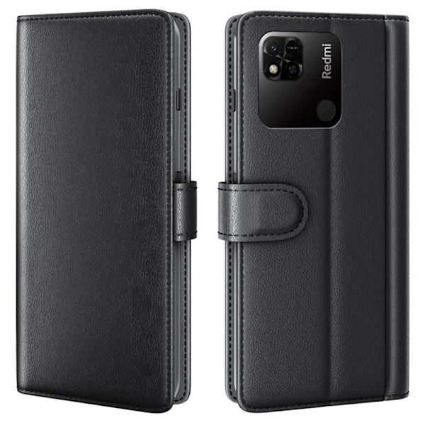Aito nahkakotelo luottokorttipaikoilla Xiaomi Redmi 10A - Musta Black