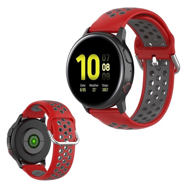 Samsung Galaxy Watch Active / Active 2 - 40mm / 44mm dubbelfärgat klockarmband - Röd / Grå Röd