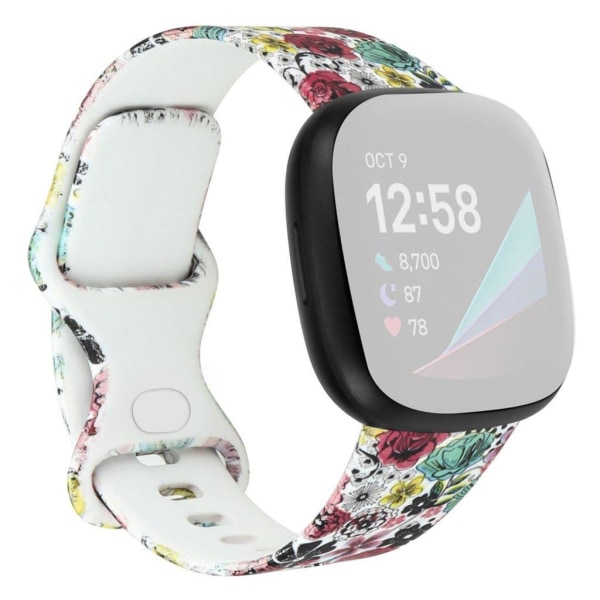 Unique pattern in silicone watch band for Fitbit Versa 3 - Flowers of Various Shapes / Size: L multifärg