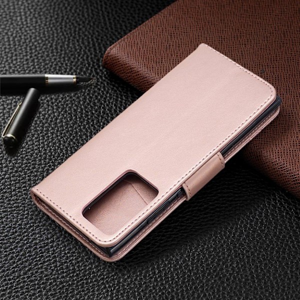 Butterfly Samsung Galaxy Note 20 Ultra nahkakotelo - Ruusukulta Pink