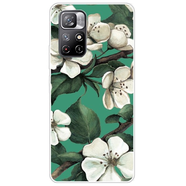 Deco Xiaomi Redmi Note 11T 5G / Xiaomi Redmi Note 11S 5G skal - Vit Blomma Grön
