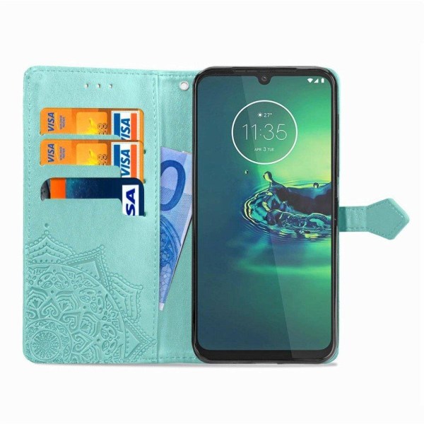 Mandala Motorola Moto G8 Plus Flip kotelot - Syaani Green