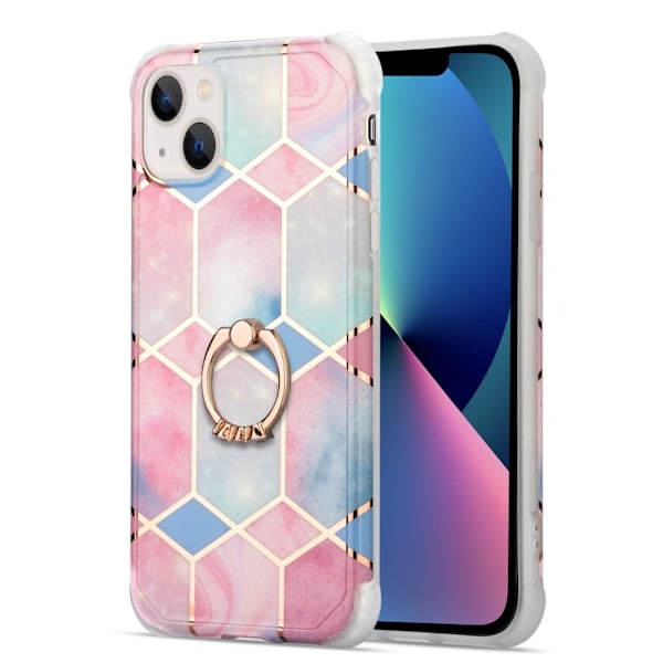 Marble design iPhone 13 cover - Pink / Blå Marmorflise Multicolor