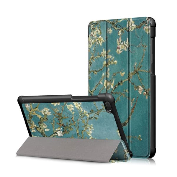 Lenovo Tab E7 Mønstret Lær Flip Etui - Almond Træ In Blossom Multicolor