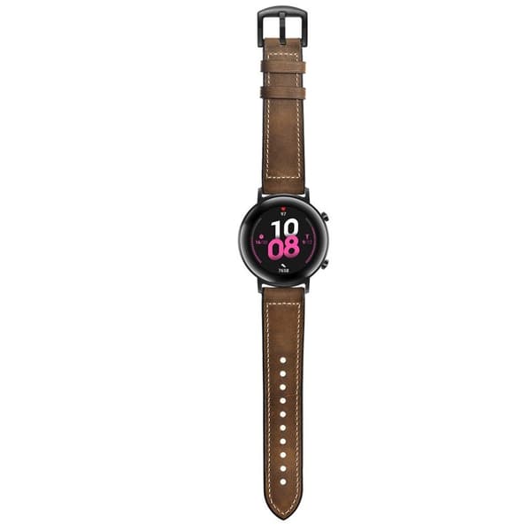Huawei Watch GT 2 42mm ægte læder Urrem - Mørkebrun Brown