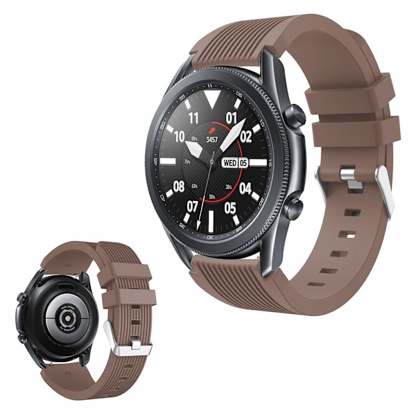 Samsung Galaxy Watch 3 (45mm) pin stripe silikon klockarmband - kaffe Brun