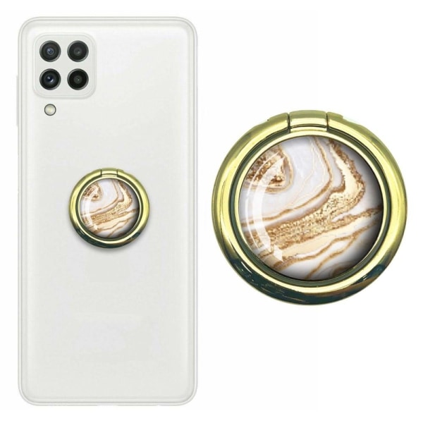 Universal marble pattern phone ring stand - Gold and White Flow Gold