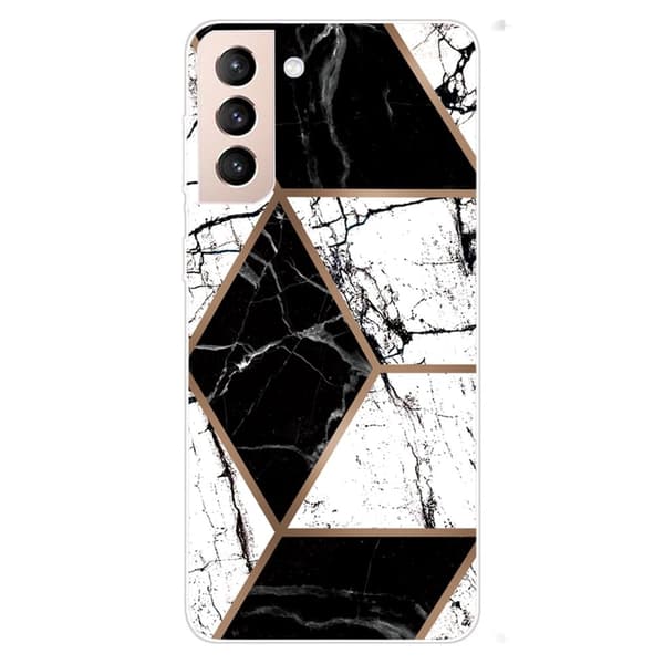 Marble Samsung Galaxy S22 Etui - Svart og Hvit Klinkekule Form Multicolor