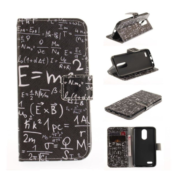 LG K4 2017 mønstret PU læder flip cover - Matematisk Symbol Black