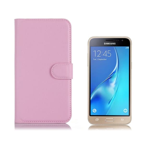 Samsung Galaxy J3 (2016) / J3 litchi läderfodral - Rosa Rosa