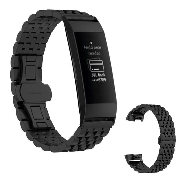 Fitbit Charge 3 rustfrit stål Urrem - Sort Black