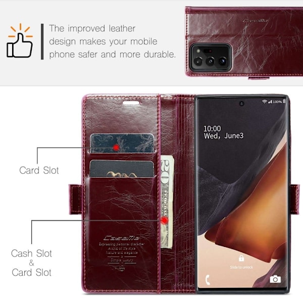 CaseMe Samsung Galaxy Note 20 Ultra 5G / 4g Smooth Suojakotelo - Punainen Red