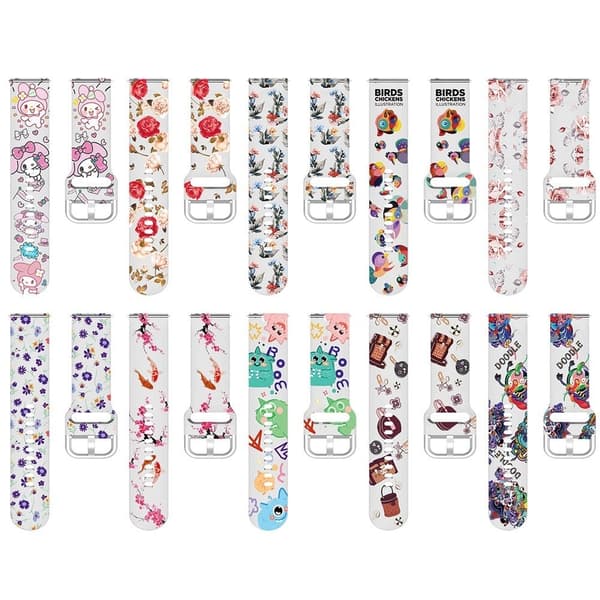 20mm Universal kuvio painettu silikoni ranneke - Söpö Kani Multicolor