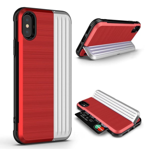 ANGIBABE iPhone Xr kickstand hybrid etui - Rød/Sølv Red