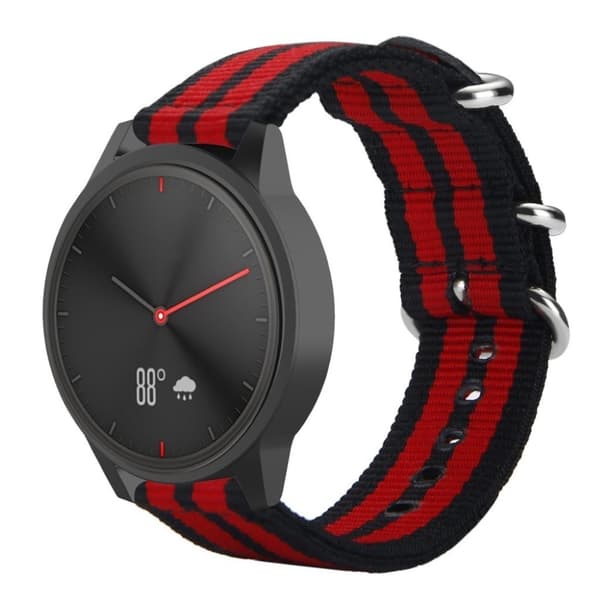 Kolmen soljen kellonauha Garmin-kelloon - Musta / Punainen / Musta / Punainen / Musta Black
