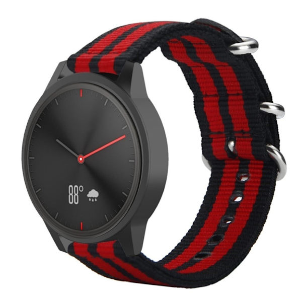 Urrem med tre spænder til Garmin-ur - Sort / Rød / Sort / Rød / Sort Black