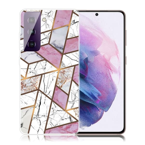 Marble Samsung Galaxy S21 FE Etui - Rose / Hvid / Grå Marmorkugle Multicolor