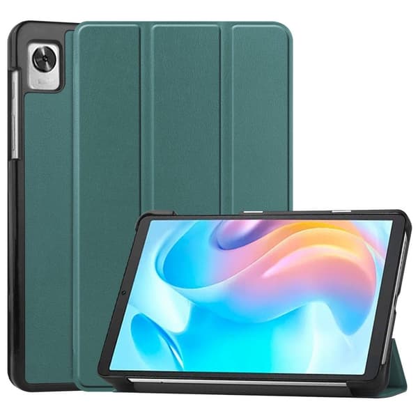 Tri-fold skinnstativveske for Realme Pad Mini - Svartgrønn Green