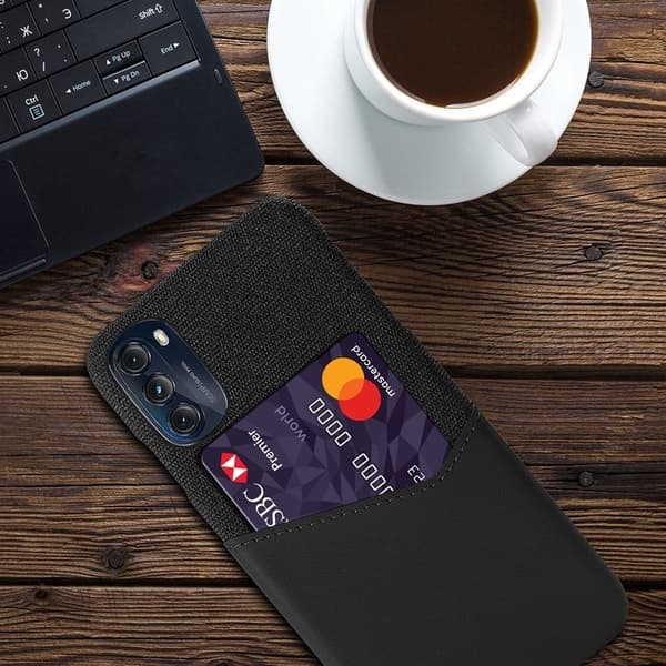 Bofink Motorola Moto E32 korttikotelo - Musta Black