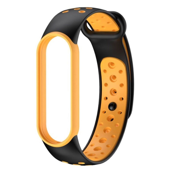 Xiaomi Mi Band 5 kaksivärinen silikonikellonauha - Musta / Keltainen Black