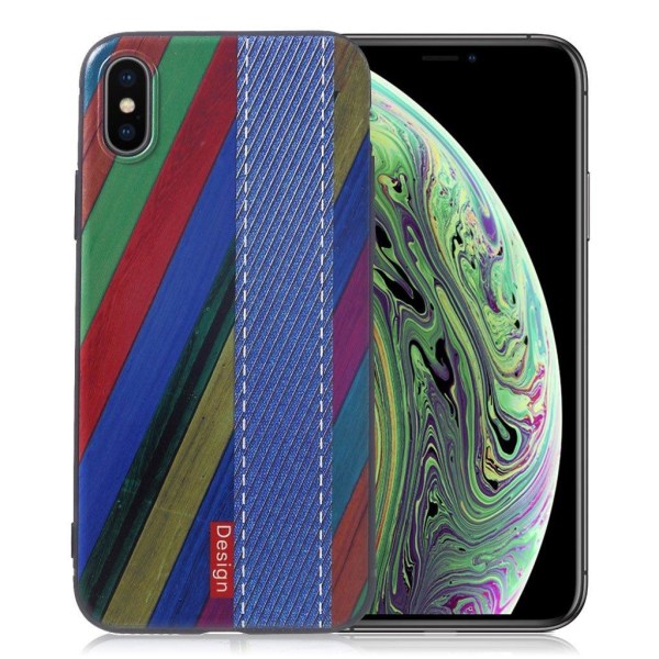 iPhone XS embossed pattern case - Sky Blue / Colorized Stripes multifärg