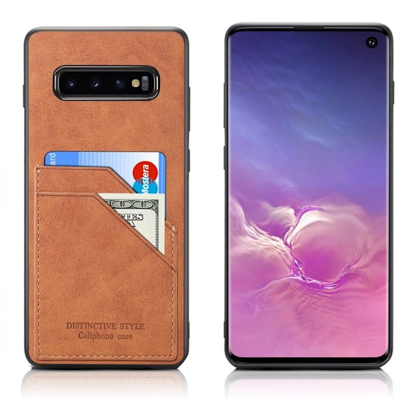 Samsung Galaxy S10 skal med korthållare - Brun Brun