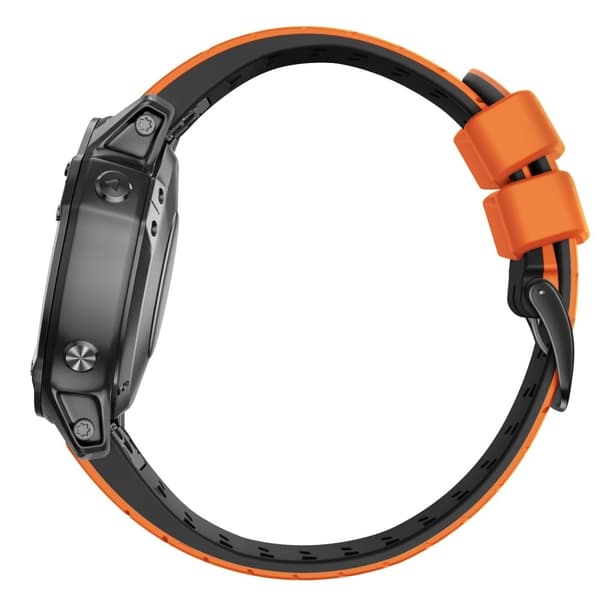 Silikonihihna Amazfit / Garmin / Coros kellolle - Oranssi / Musta Orange