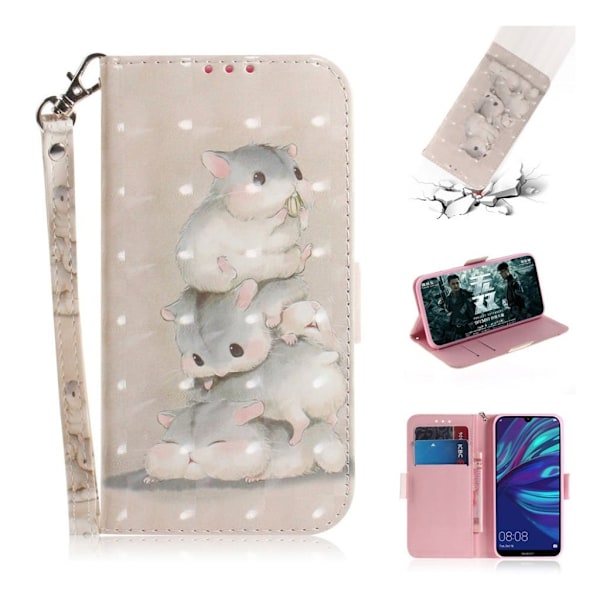 Huawei P30 Lite spotlys læderetui - Mus Multicolor
