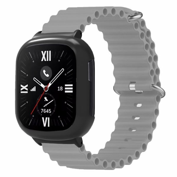 Honor Watch 4 håndledsrem udskiftning Fleksibel rem med urkasse - Grå Silver grey