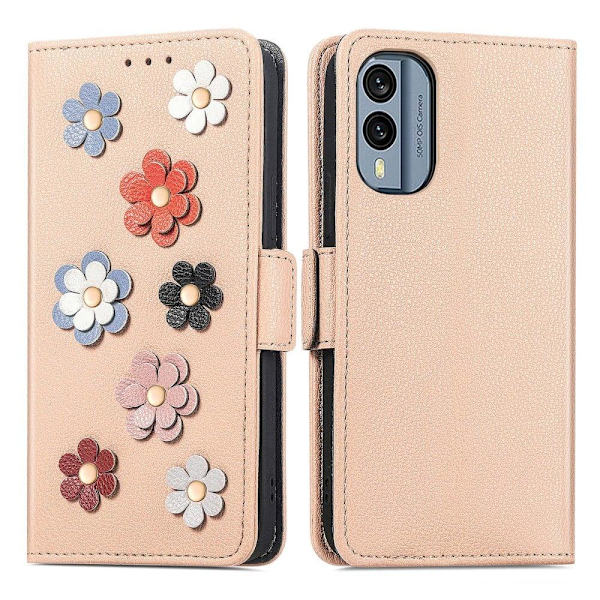 Sileä ja ohut premium-PU-nahkakotelo Nokia X30 - Khaki Brown
