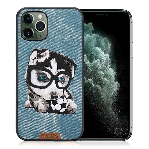 Nimmy Sött husdjur iPhone 11 Pro Max Broderat fodral - Blå Blå