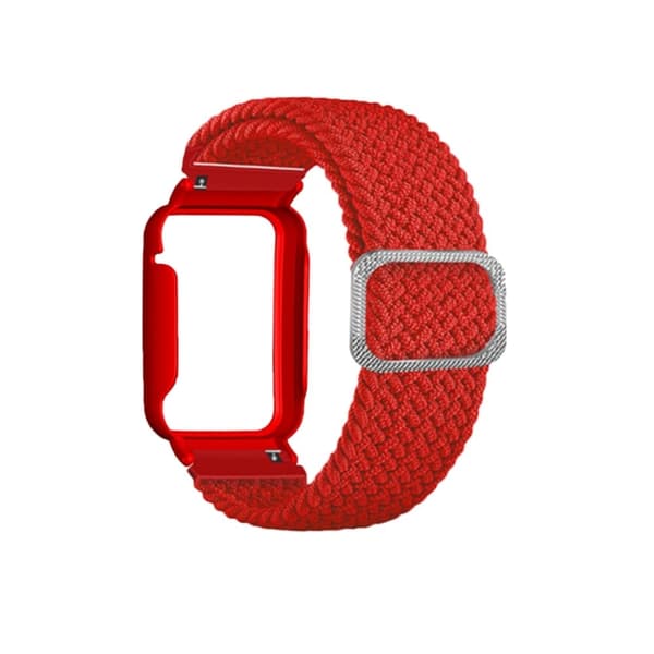 Xiaomi Mi Band 7 Pro nylon elastisk urrem med cover - Rød / Rød Red