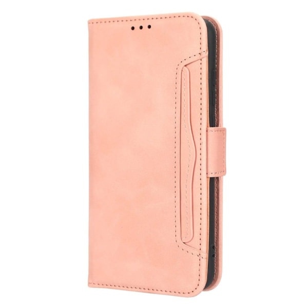 Stilfuldt Læder Etui med Pung til Samsung Galaxy A04e - Lyserød Pink