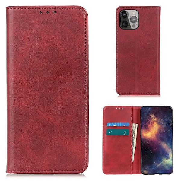 Äkta läder iPhone 13 Pro Max fodral - Röd Röd