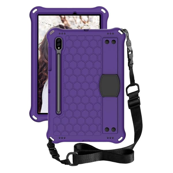 Honeycom mønster eva combo etui til Samsung Galaxy Tab S7 - lilla / sort Purple