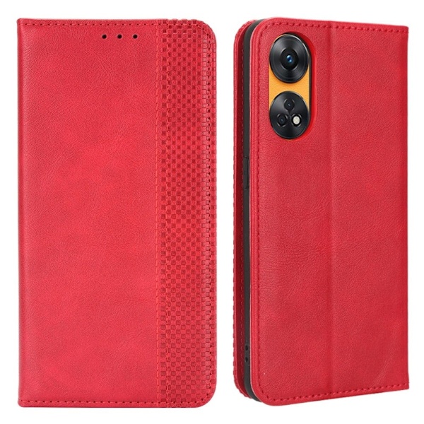 Bofink Vintage läder Oppo Reno8 T fodral - Röd Röd