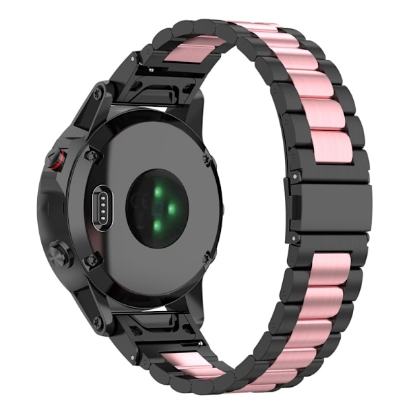 22 mm urrem i rustfrit stål med foldelås til Garmin-ur - Sort / Lyserød / Sort Multicolor