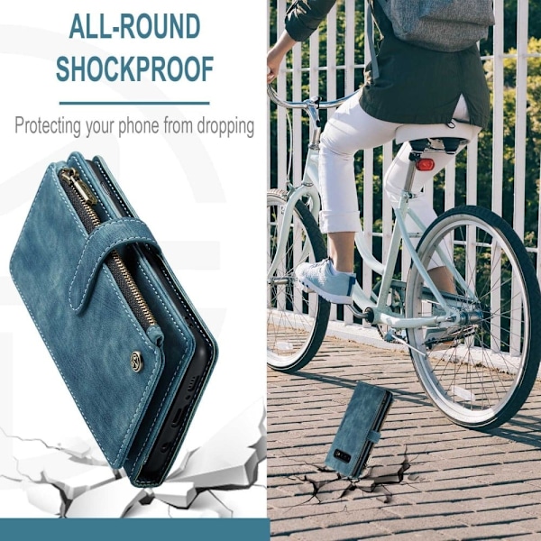 CaseMe Samsung Galaxy S10 etui med lynlås og pung - Blå Blue