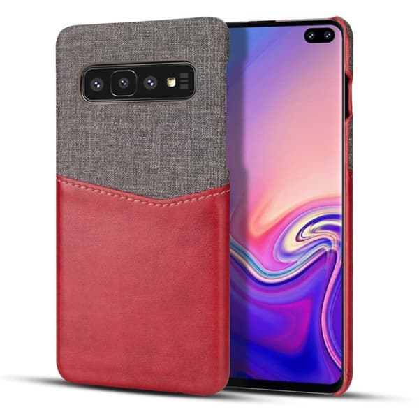 Samsung Galaxy S10 textil/läderfodral - röd Röd