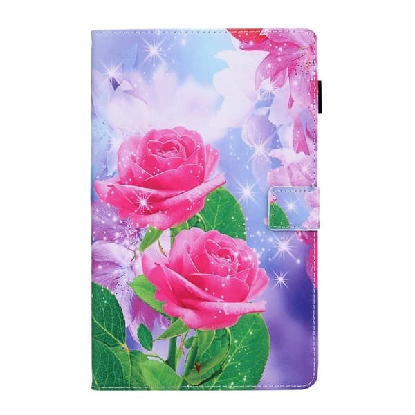 Amazon Fire HD 8 (2017) unikt mønster læder flip etui - Beautiful blomster Pink