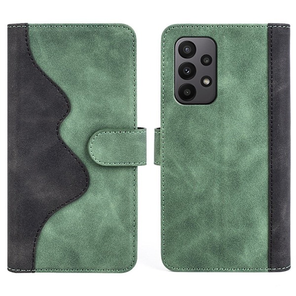 To Farvet Læder Flip Case til Samsung Galaxy A23 5g - Grøn Green