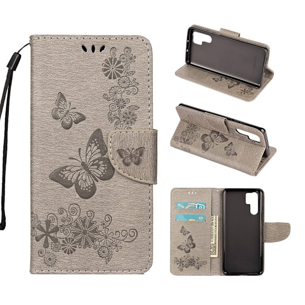 Butterfly läder Huawei P30 Pro fodral - Silver/Grå Silvergrå