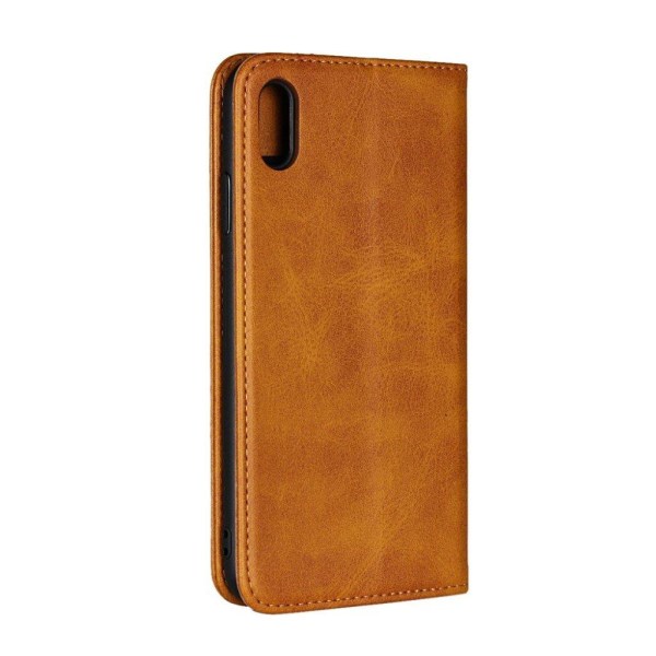 iPhone Xs Max plånboks mobilfodral av syntet läder med inbyggt m Brun