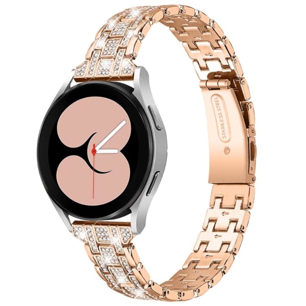 Samsung Galaxy Watch 3 (41mm) / Watch (42mm) strassi ruostumattomasta teräksestä valmistettu ranneke - Ruusukulta Pink