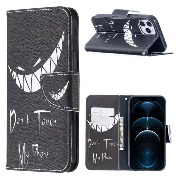 Wonderland iPhone 12 / 12 Pro Flippetui - Don''t Touch My Phone' Black