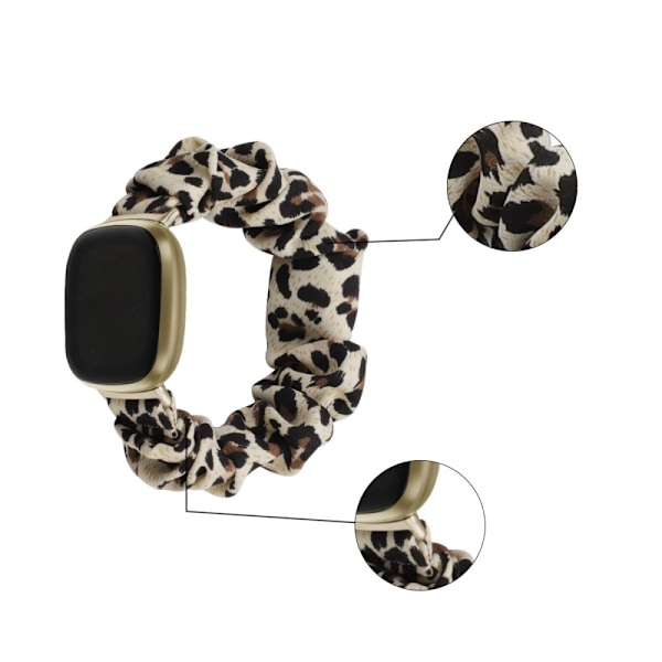 Fitbit Sense 2 / Versa 4 klockarmband med elastiskt tygmönster - Gul Leopard Gul